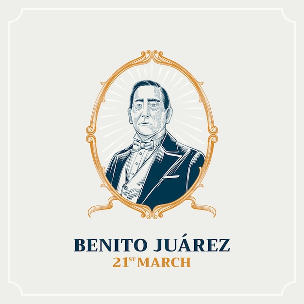 Illustration Dessinée à La Main Par Natalicio De Benito Juarez.