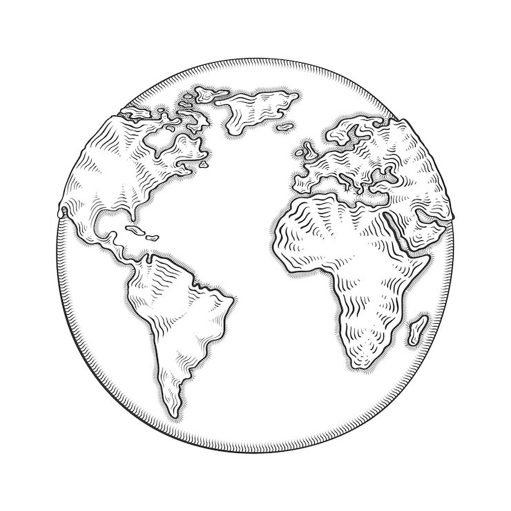 Vecteur gratuit illustration dessinée à la main de la planète terre