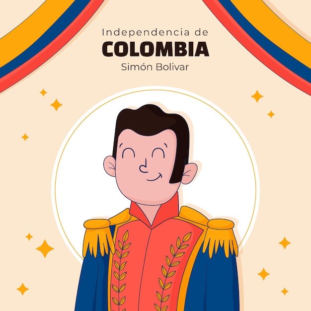 Vecteur gratuit illustration dessinée à la main pour la célébration de la fête de l'indépendance colombienne