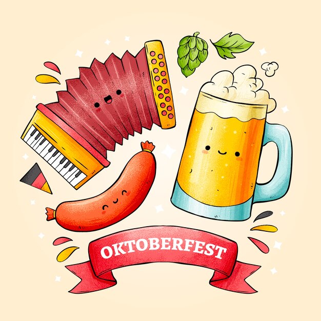 Illustration dessinée à la main pour la célébration de l'oktoberfest