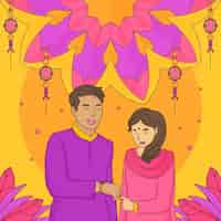 Vecteur gratuit illustration dessinée à la main pour la célébration de raksha bandhan