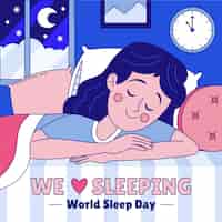 Vecteur gratuit illustration dessinée à la main pour la journée mondiale du sommeil.