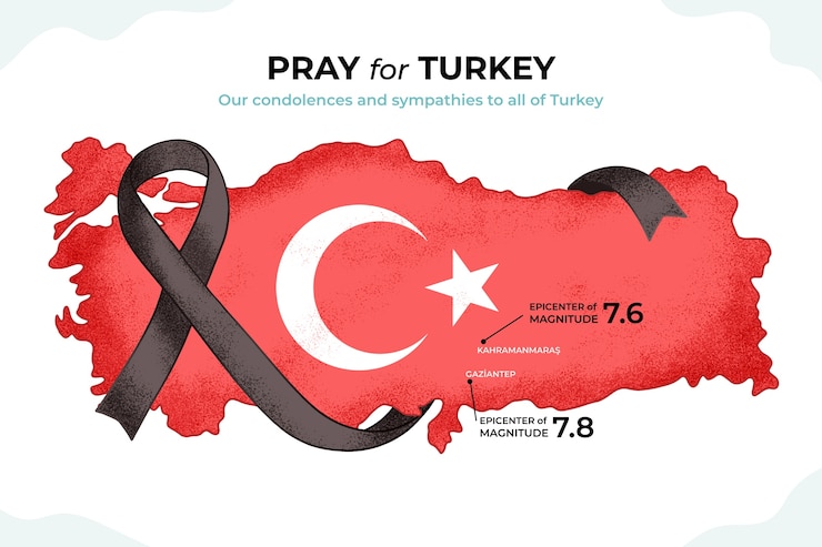 Vecteur gratuit illustration dessinée à la main pour le tremblement de terre en turquie