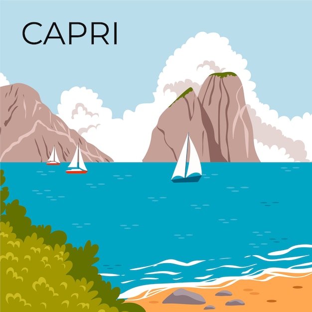 Vecteur gratuit illustration de la destination de voyage capri