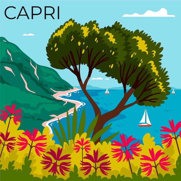 Vecteur gratuit illustration de la destination de voyage capri