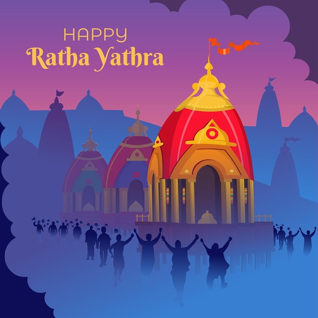 Vecteur gratuit illustration détaillée de la célébration de rath yatra