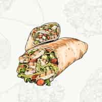 Vecteur gratuit illustration détaillée de délicieux shawarma