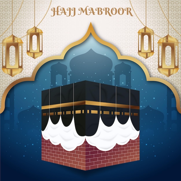 Vecteur gratuit illustration détaillée du pèlerinage islamique du hajj