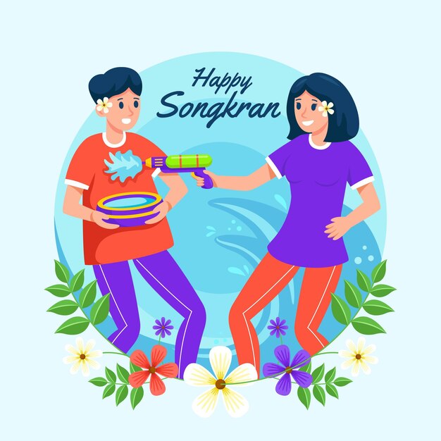 Illustration détaillée de songkran