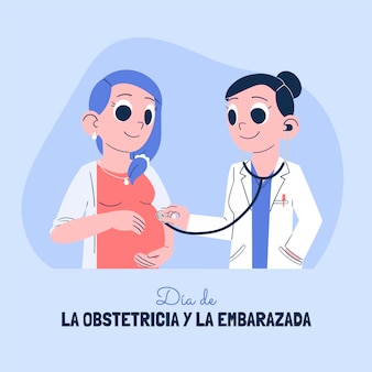 Illustration de dia internacional de la obstetricia y la embarazada dessinée à la main