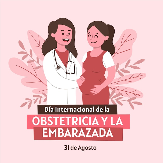 Illustration De Dia Internacional De La Obstetricia Y La Embarazada Dessinée à La Main