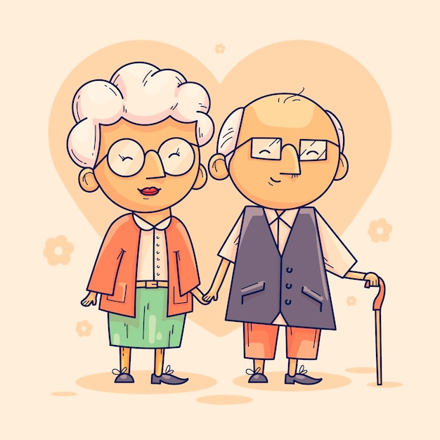 Illustration de dia de los abuelos dessinée à la main