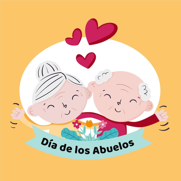 Illustration de dia de los abuelos dessinée à la main