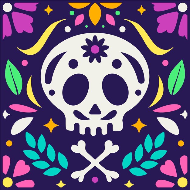 Illustration de dia de muertos plat dessiné à la main