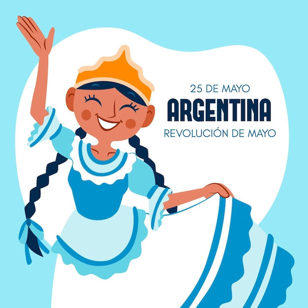 Vecteur gratuit illustration de dia de la revolucion de mayo argentin dessiné à la main