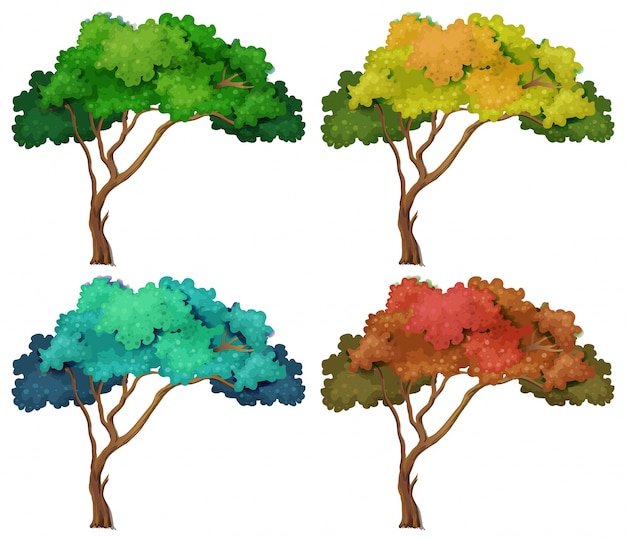 Vecteur gratuit illustration de différents arbres colorés