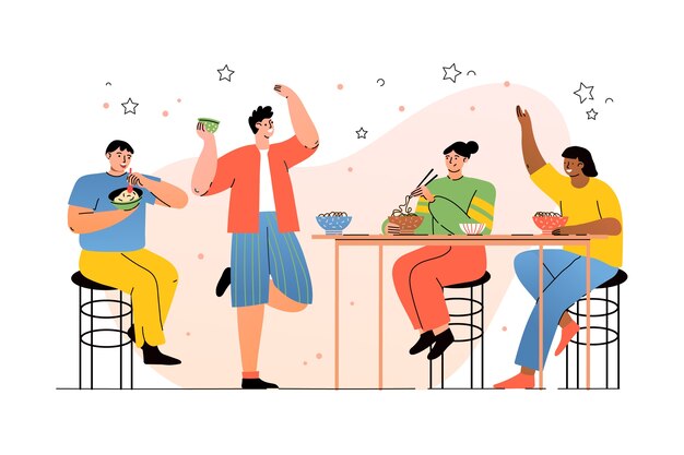 Illustration de dîner dessiné à la main