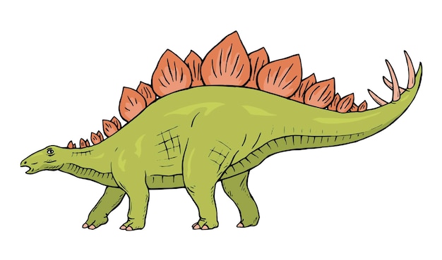 Illustration de dinosaure herbivore stegosaurus sur fond blanc