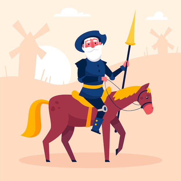 Illustration de don quichotte dessinée à la main