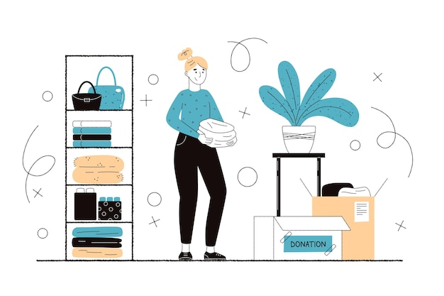 Illustration de don de vêtements plats