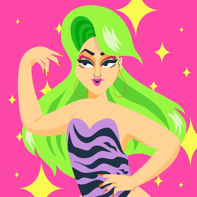 Vecteur gratuit illustration de drag queen dessinée à la main