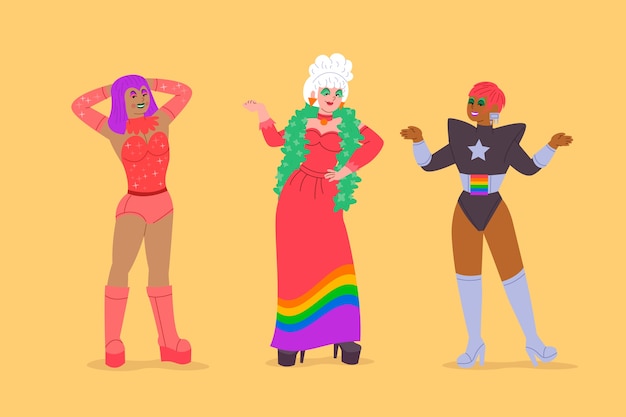 Vecteur gratuit illustration de drag queen dessinée à la main