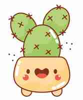 Vecteur gratuit l'illustration du cactus en pot de kawaii