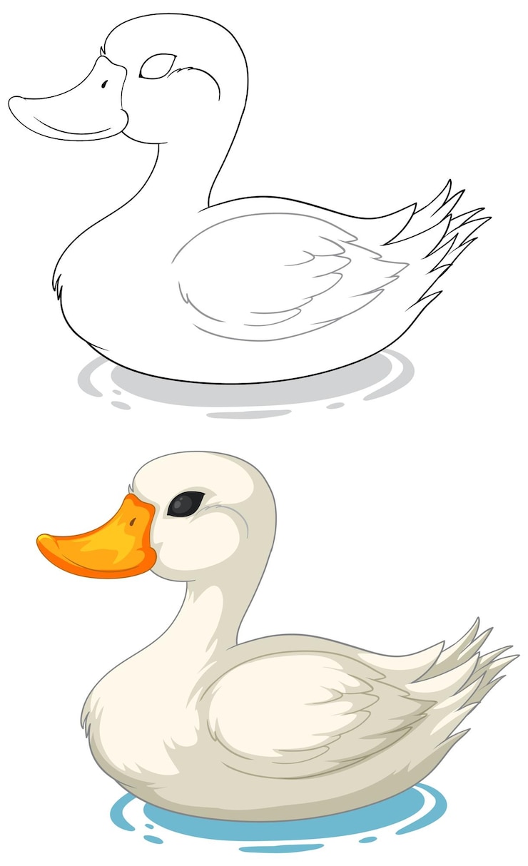Vecteur gratuit l'illustration du canard serein sur l'eau