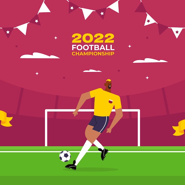 Vecteur gratuit illustration du championnat du monde de football plat