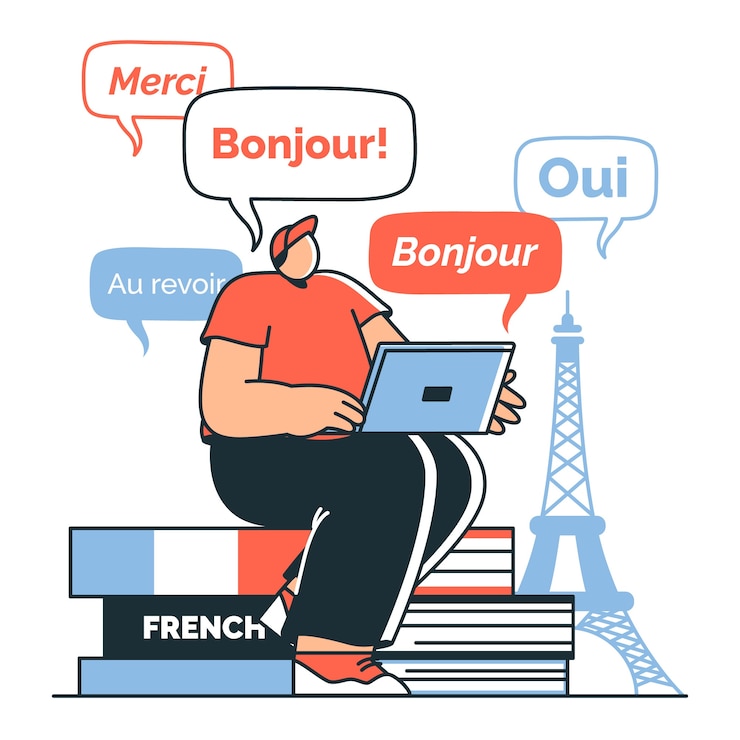 Vecteur gratuit illustration du concept d'apprentissage du français