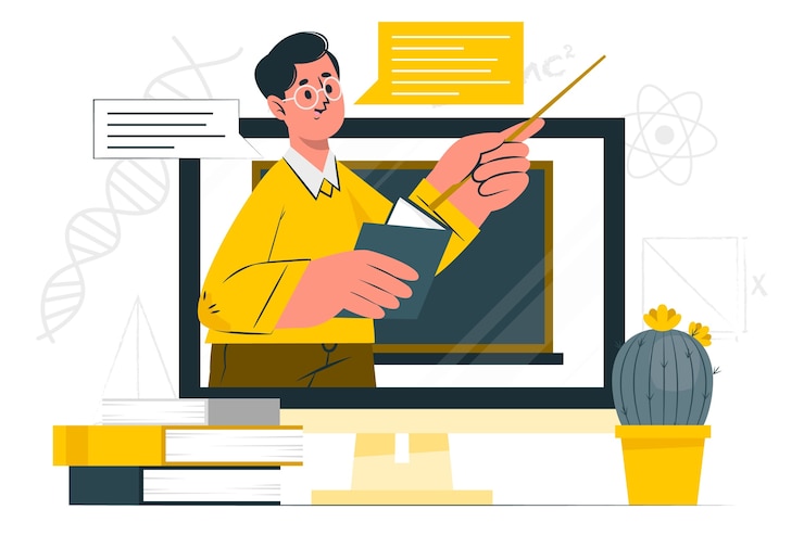 Vecteur gratuit illustration du concept d'apprentissage en ligne par les enseignants