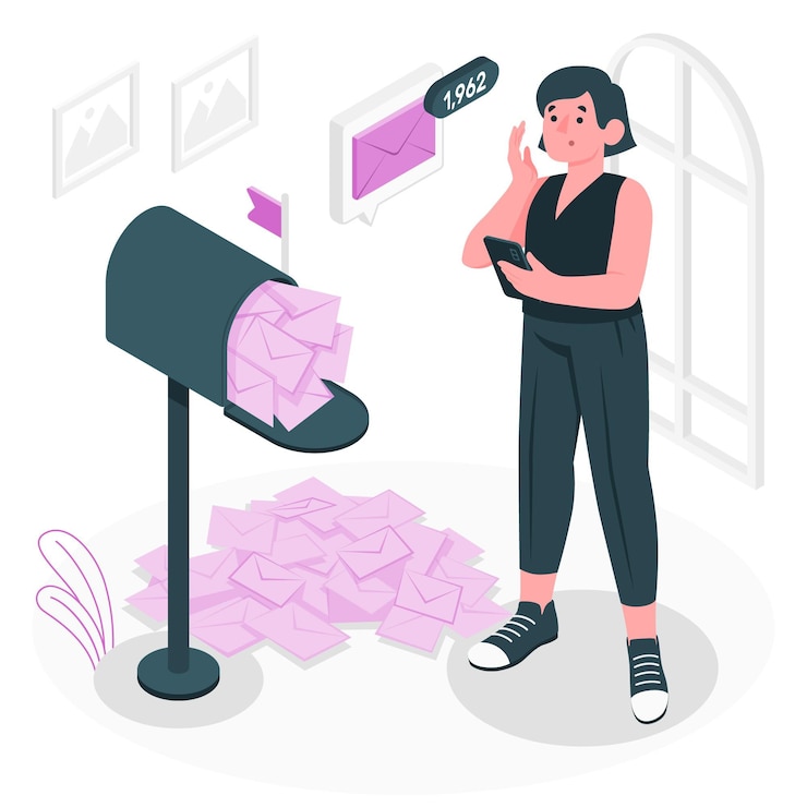 Vecteur gratuit illustration du concept de boîte de réception complète