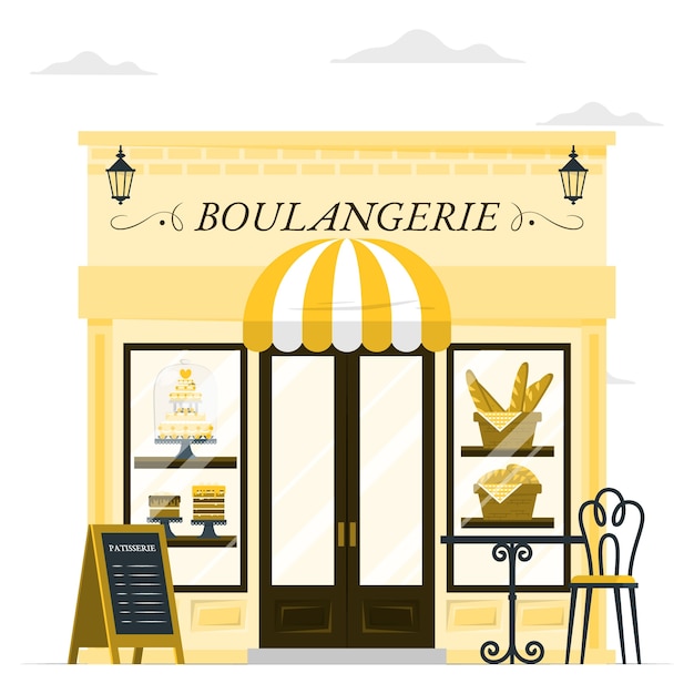 Vecteur gratuit illustration du concept de boulangerie française