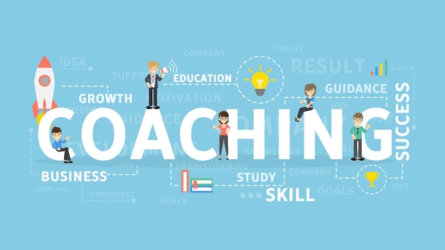 Vecteur gratuit illustration du concept de coaching idée de compétences stratégiques et d'amélioration