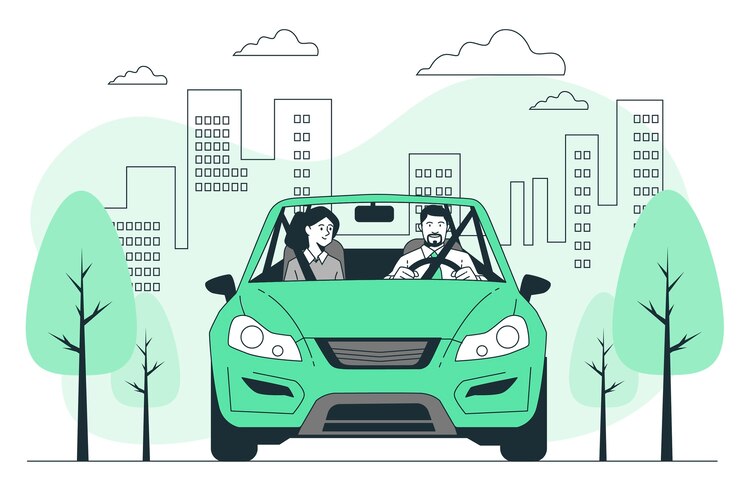 Vecteur gratuit illustration du concept de conduite de la voiture