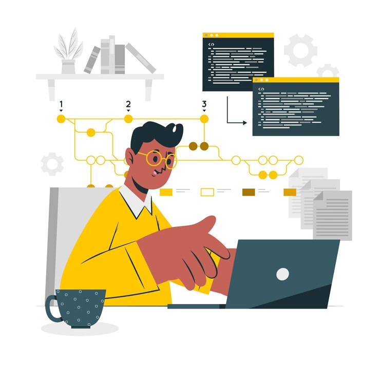 Vecteur gratuit illustration du concept de contrôle de version