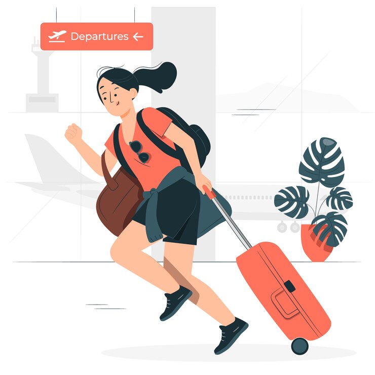 Vecteur gratuit illustration du concept de la course avec des valises