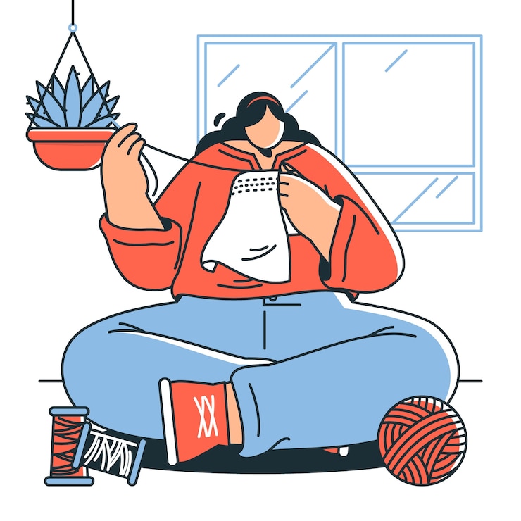 Vecteur gratuit illustration du concept de couture à la main