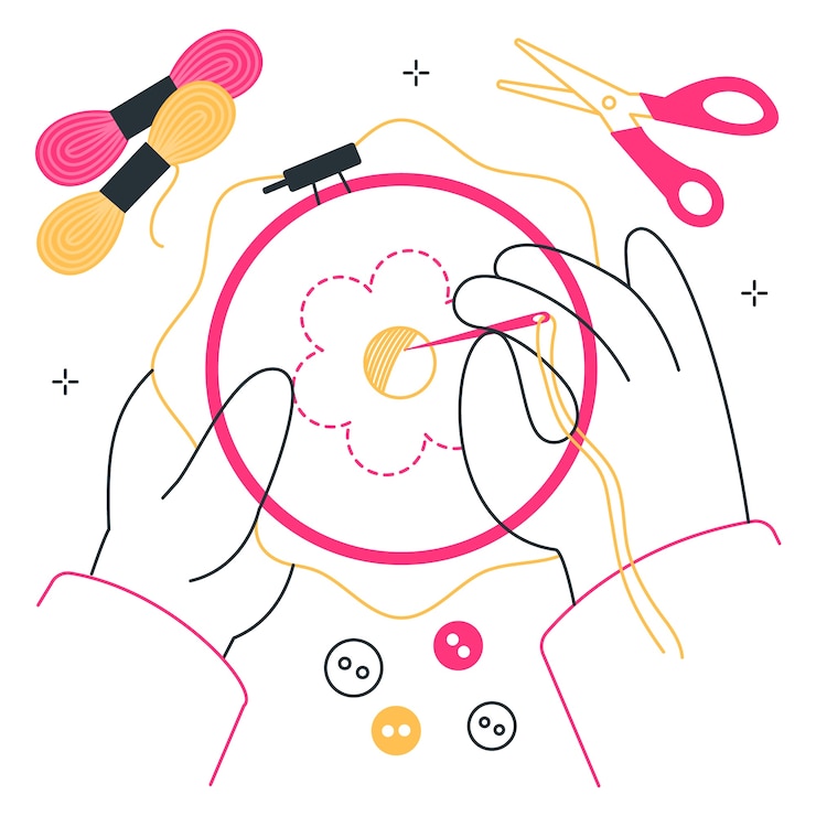 Vecteur gratuit illustration du concept de couture à la main