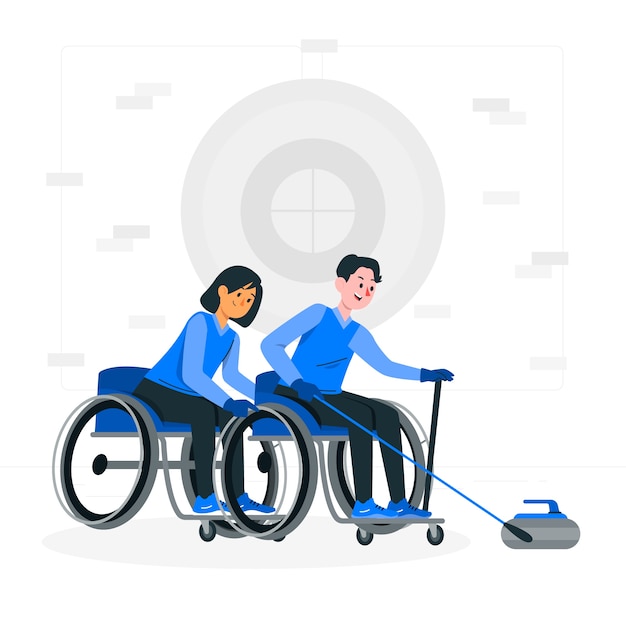 Vecteur gratuit illustration du concept de curling en fauteuil roulant