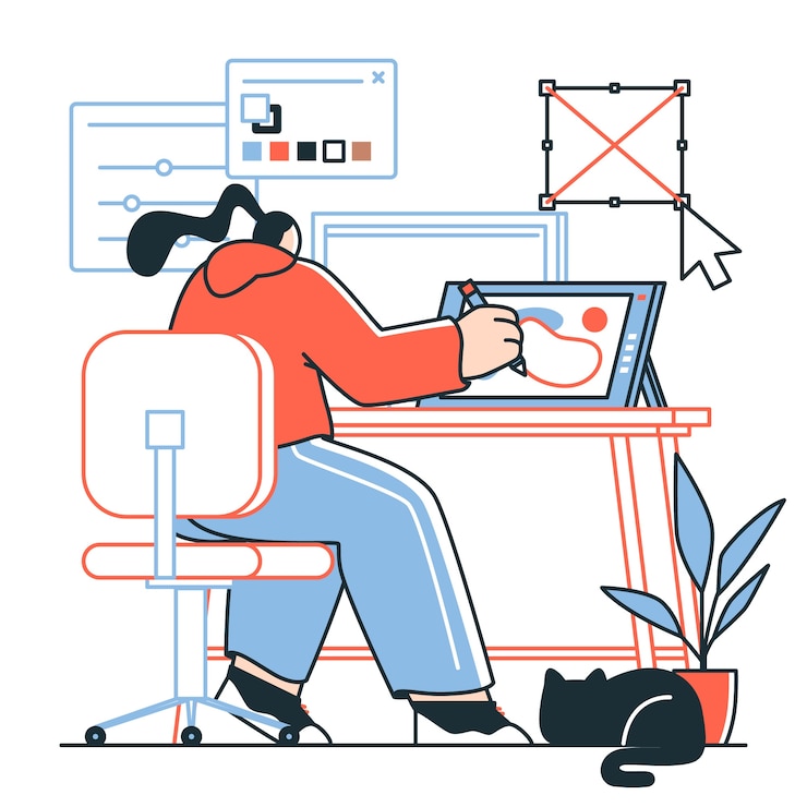 Vecteur gratuit illustration du concept de la designer fille
