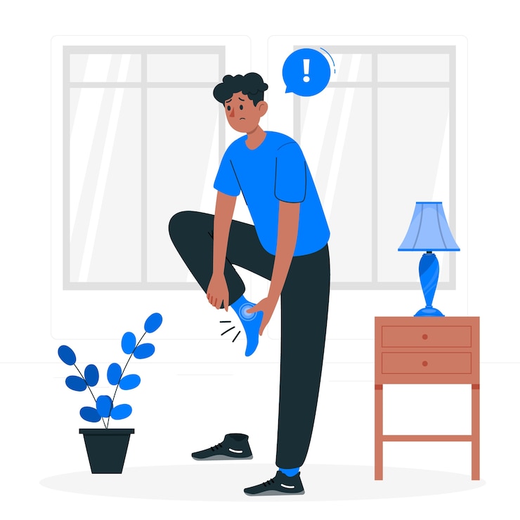 Vecteur gratuit illustration du concept de douleur au pied
