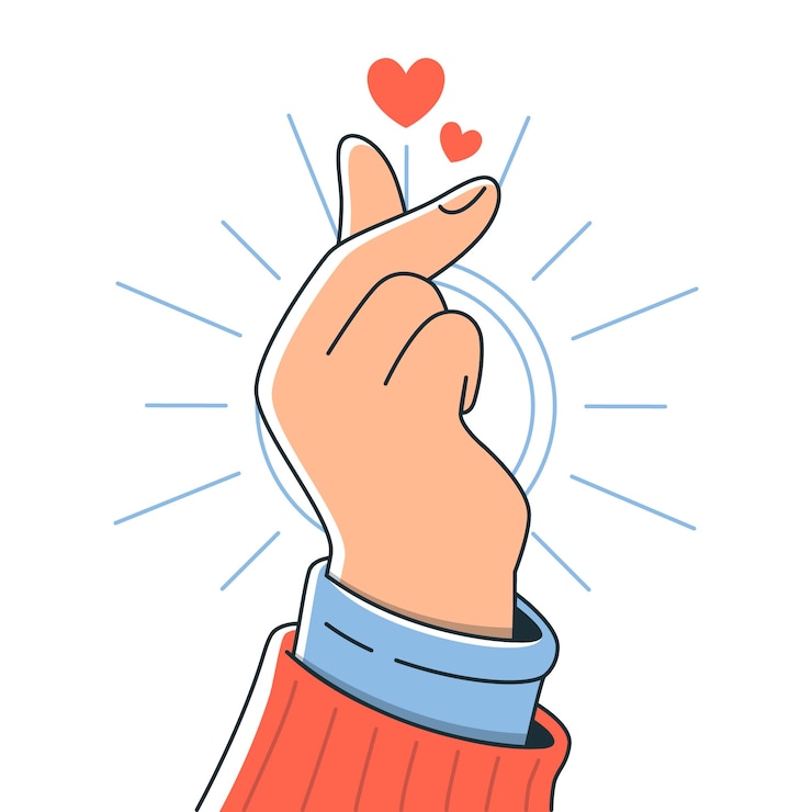 Vecteur gratuit illustration du concept du cœur du doigt