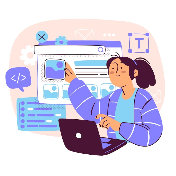 Vecteur gratuit illustration du concept du créateur de site web