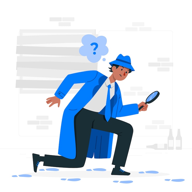 Vecteur gratuit l'illustration du concept du détective suivant les empreintes