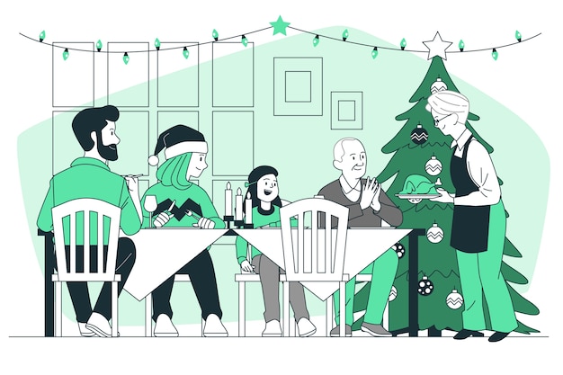 Vecteur gratuit illustration du concept du dîner de noël