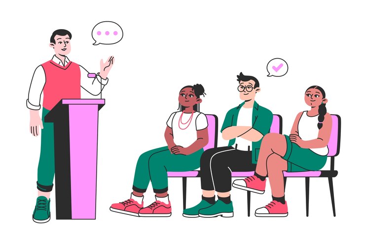 Vecteur gratuit illustration du concept du discours public