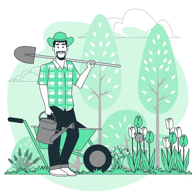 Vecteur gratuit illustration du concept du jardinier