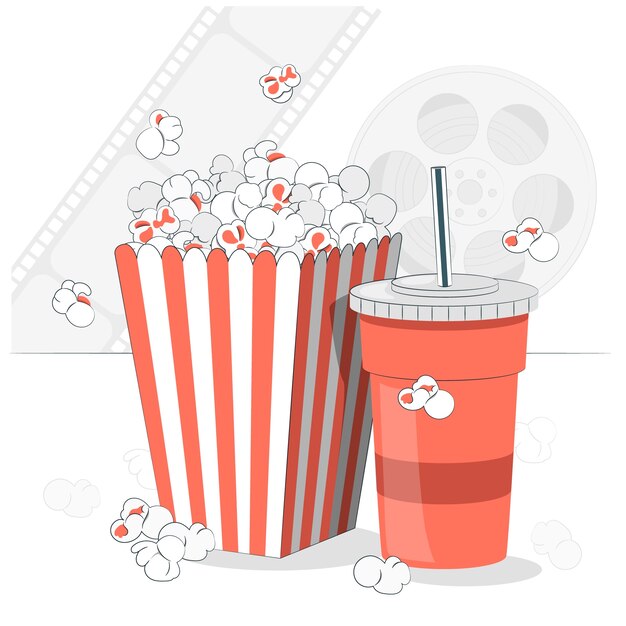 Illustration du concept du pop-corn au cinéma