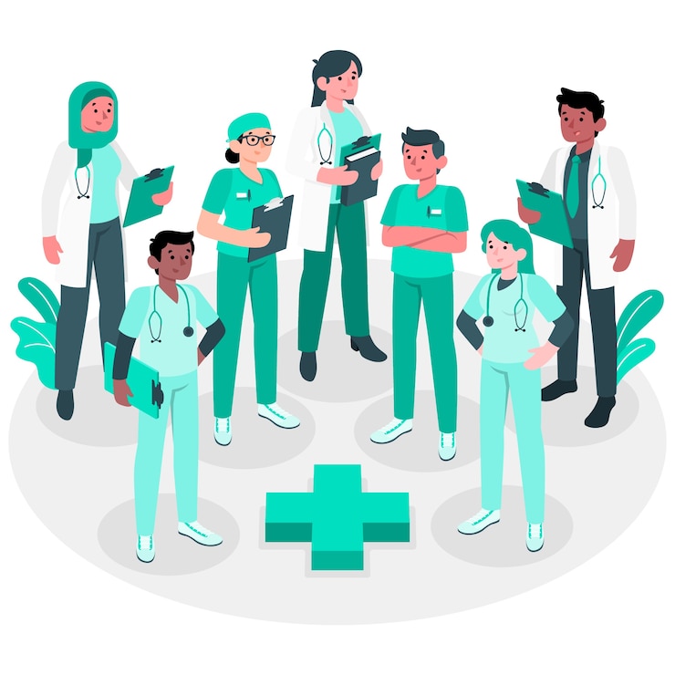 Vecteur gratuit illustration du concept d'équipe de professionnels de la santé